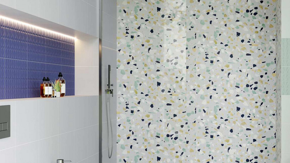 Конфетти голубой с рисунком ОП 01 25х40 см керамическая плитка Gracia ceramica гол верх 01 - 14шт 1.4м2