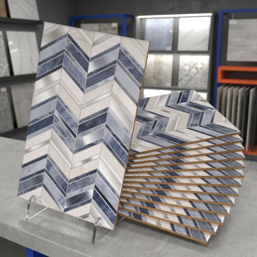 Аника голубой вставка ОП 01 25х40 см декор керамический Gracia ceramica - 1шт 0.1м2