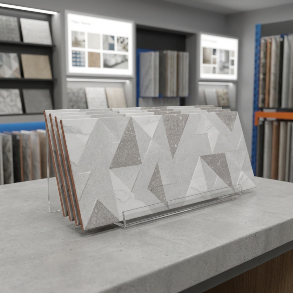 Оригами серый матовая ОП 03 30х90 см керамическая плитка Gracia ceramica Origami grey wall 03 - 5шт 1.35м2