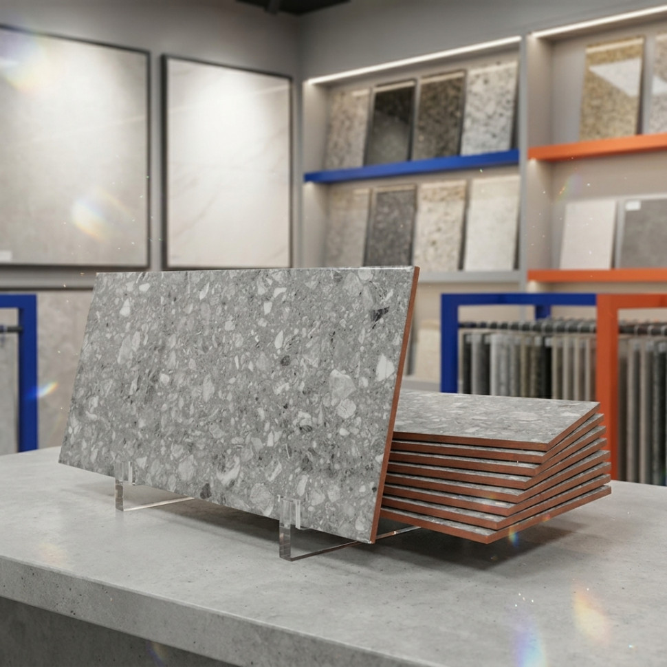 Переулок серый с рисунком ОП 01 25х60 см керамическая плитка Gracia ceramica Terrazzo grey 01 - 8шт 1.2м2