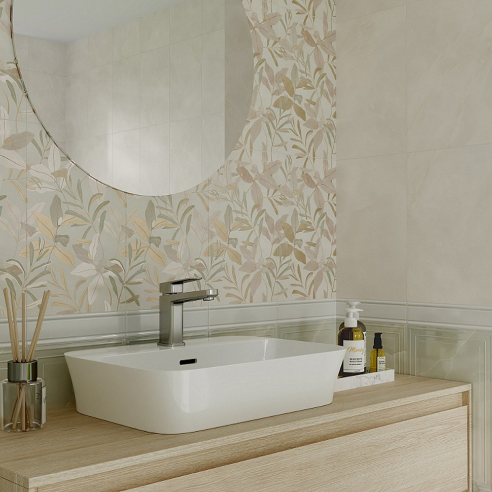 Флора зеленый ОП 02 25х40 см керамическая плитка рельефная Gracia ceramica зелен низ 02 - 14шт 1.4м2