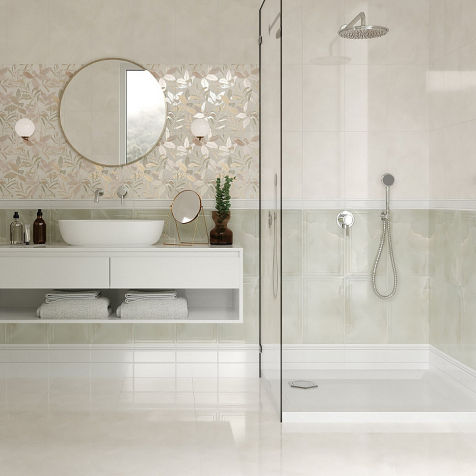 Флора зеленый ОП 02 25х40 см керамическая плитка рельефная Gracia ceramica зелен низ 02 - 14шт 1.4м2