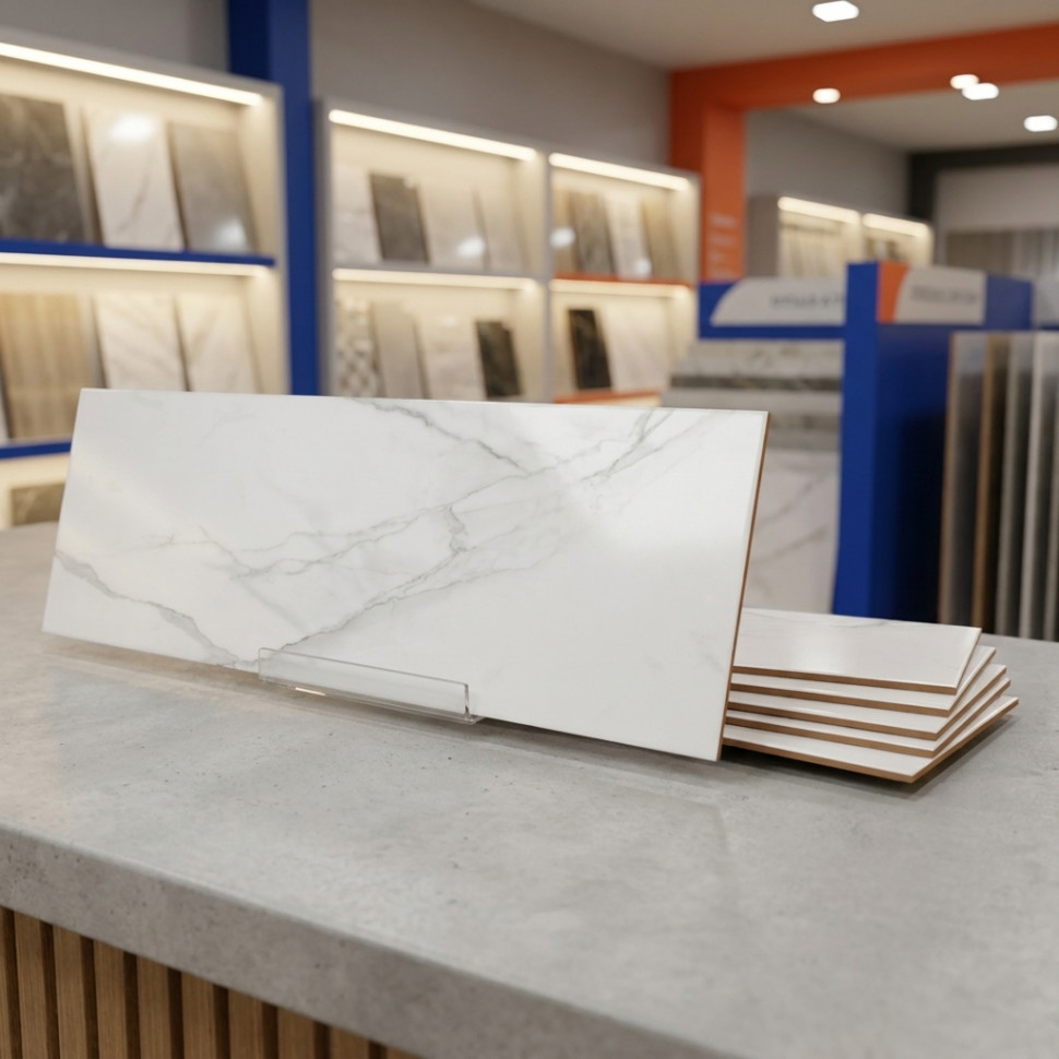 Марбл белый матовая ОП 01 30х90 см керамическая плитка Gracia ceramica Marble matt white 01 - 5шт 1.35м2
