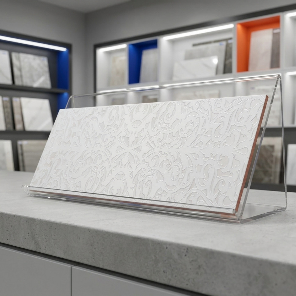 Стазия бежевый вставка 30х90 см декор керамический Gracia ceramica Stazia white decor - 1шт 0.27м2