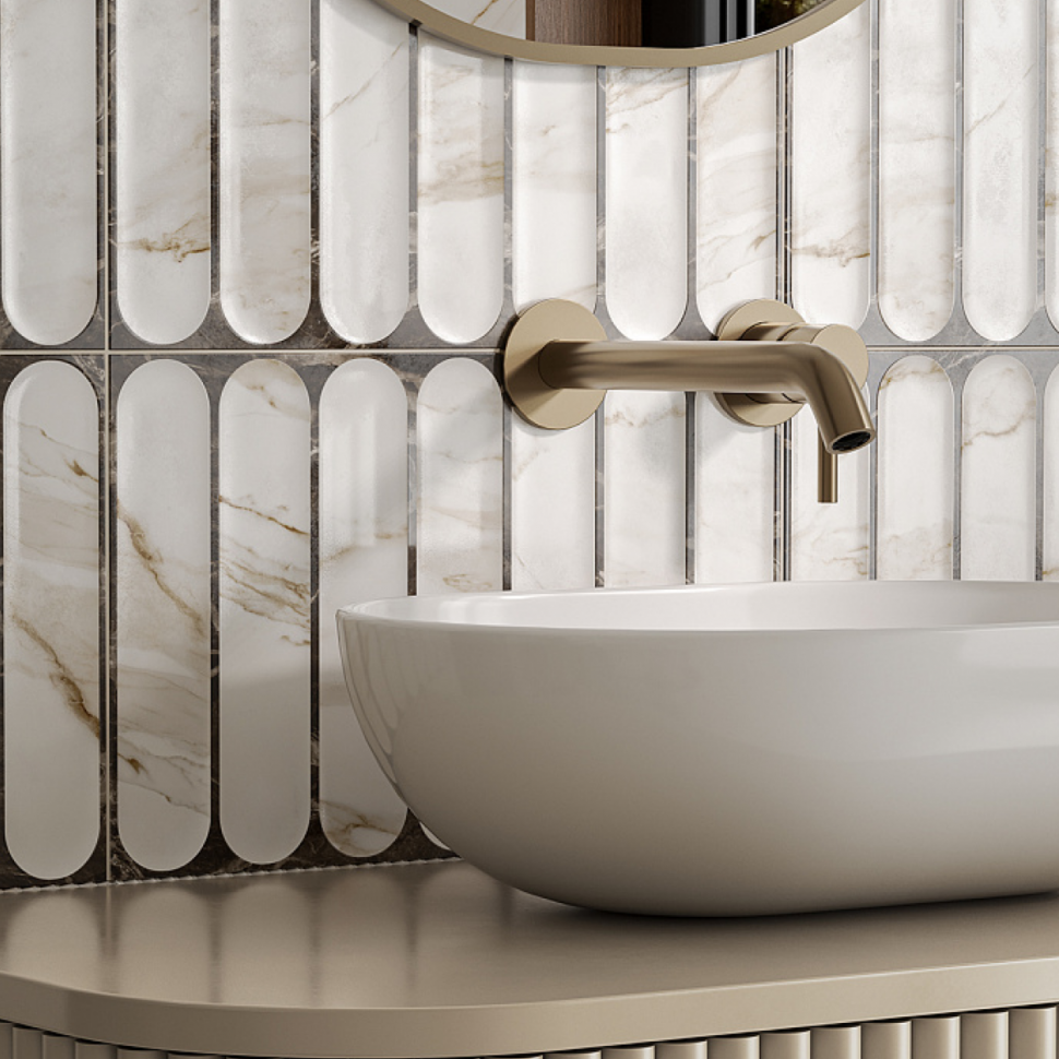 Капелла белый с рисунком ОП 03 25х40 см керамическая плитка рельефная Gracia ceramica бел низ 03 - 14шт 1.4м2