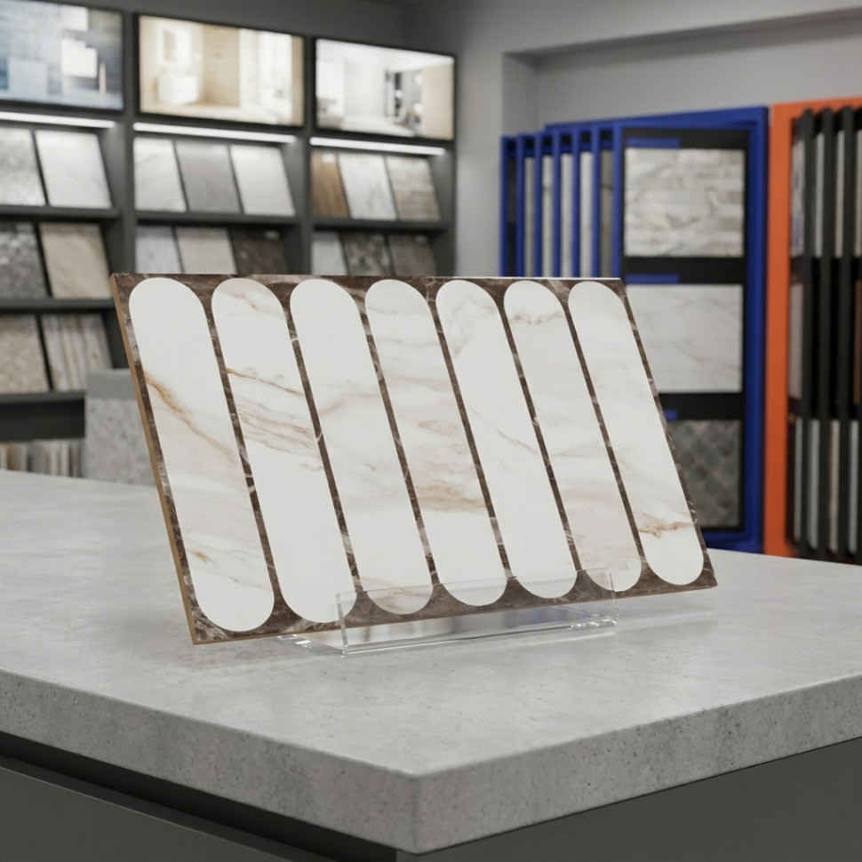 Капелла белый с рисунком ОП 03 25х40 см керамическая плитка рельефная Gracia ceramica бел низ 03 - 14шт 1.4м2